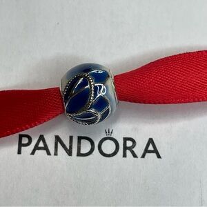 Pandora Blue Butterfly Wing Silver Charm